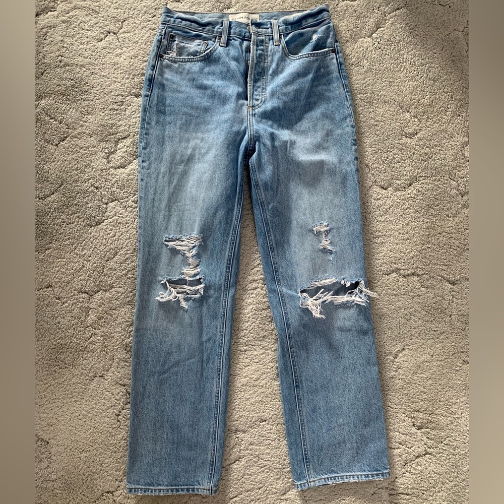 Denim Forum 26 The Joni High Rise Loose from Aritzia, distressed knees